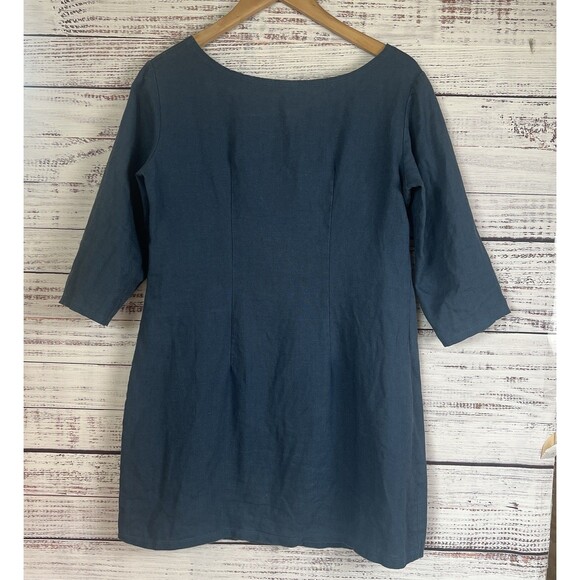 Leka Made in BC Blue Tunic Dress Linen XS Made In Victoria BC - Picture 2 of 5